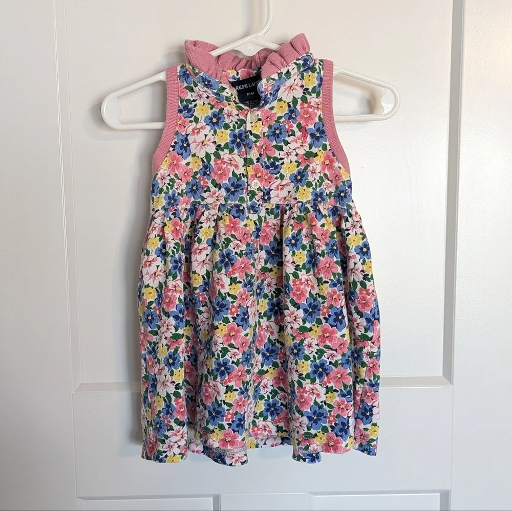 Ralph Lauren 18m Floral Dress with Pink Ruffle Collar